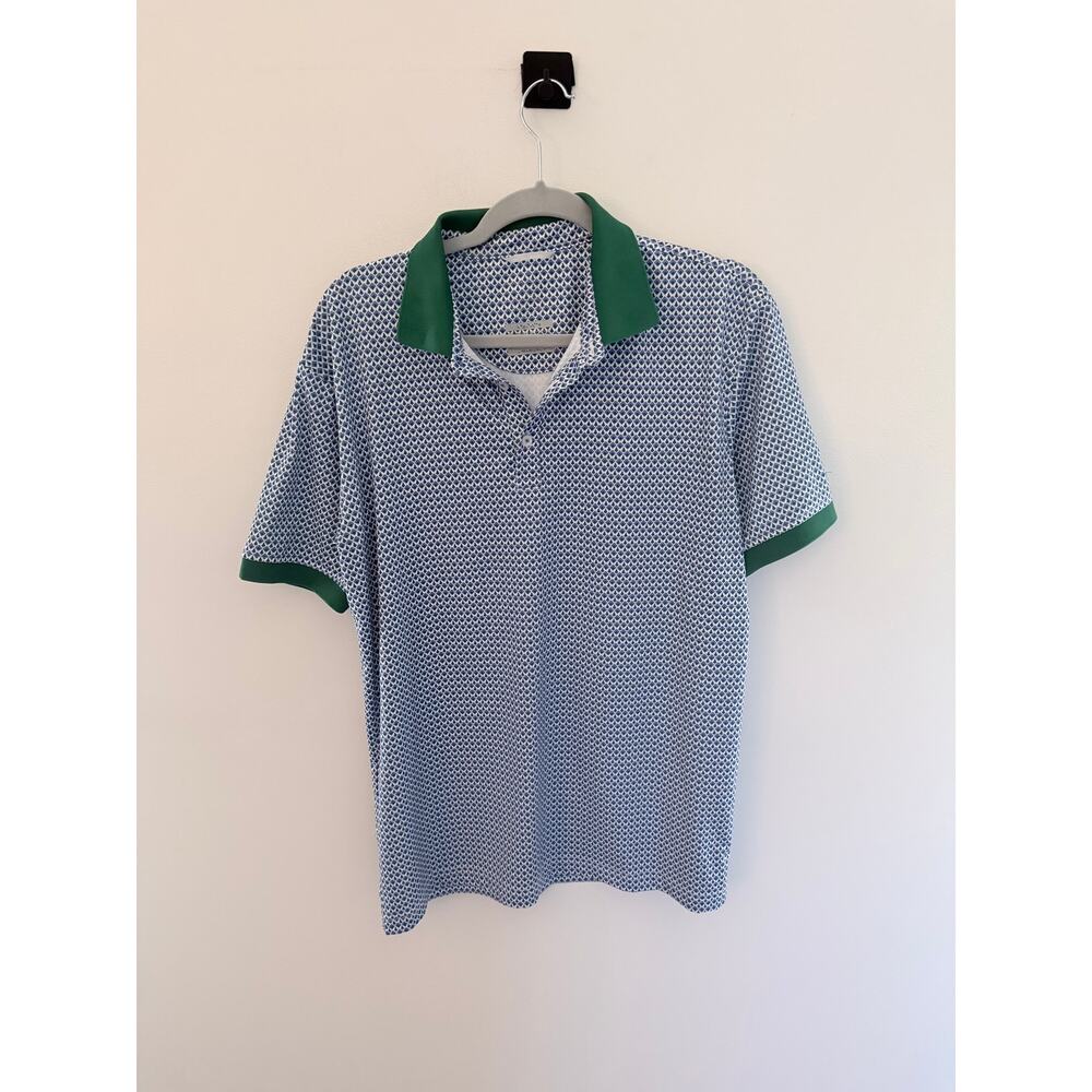 Swannies Green Purple Geometric Microprint Golf Polo-Size M